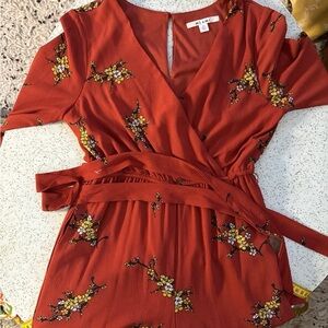 Francesca’s Miami Rust Floral Jumpsuit